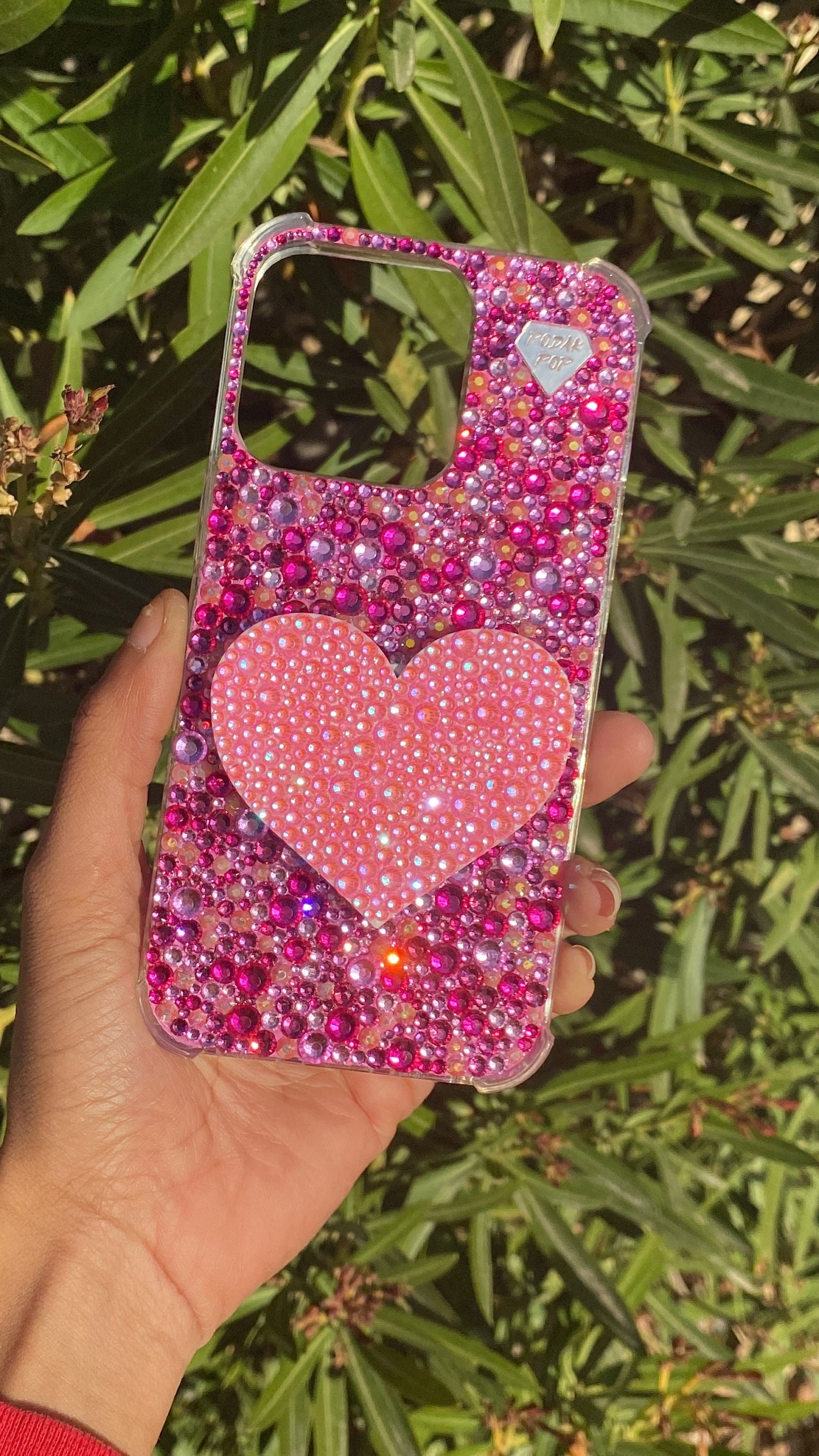 Pink heart w/ bling phone case