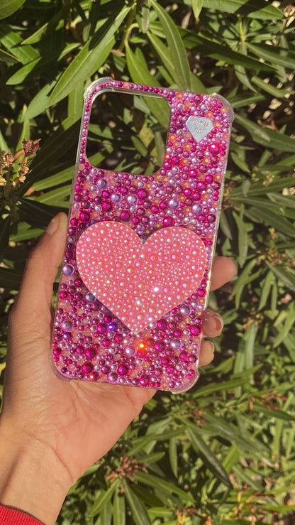 Pink heart w/ bling phone case