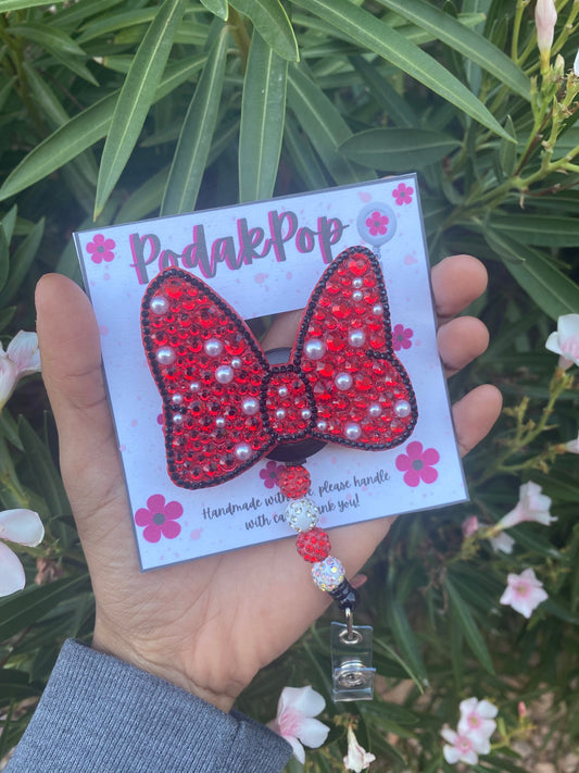 Minnie bow inspired badge reel